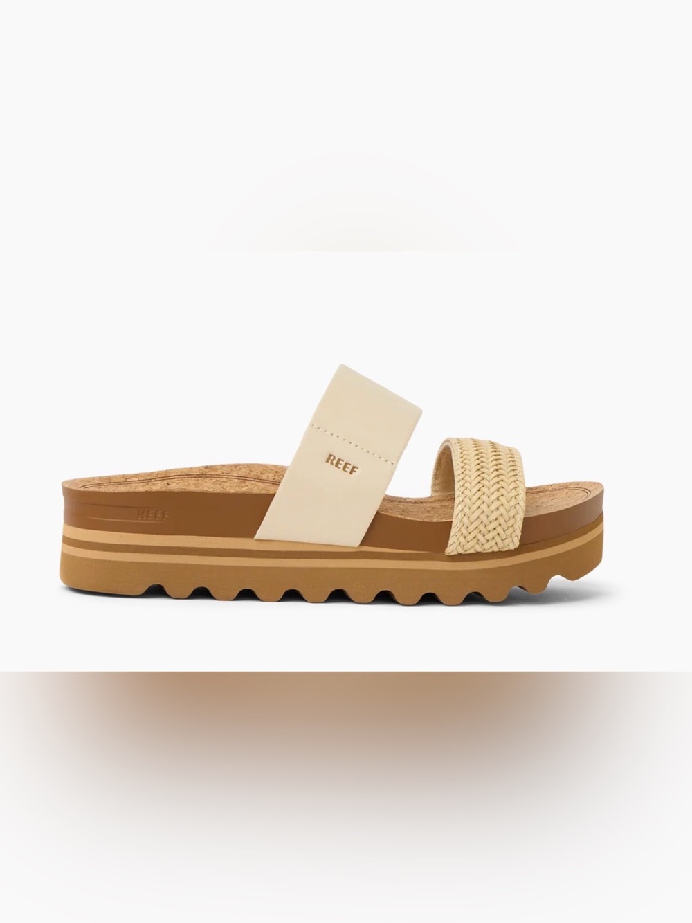 Reef Cushion Vista Hi Vintage Braided Platform Slide Sandals size 7